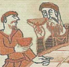 A closer view of'n, showing the Giant, Cormoran, at the feast - ugly, id'n 'ee?