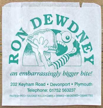 Ron Dewdney paper bag - to 'old yur pasty in while you eat'n!