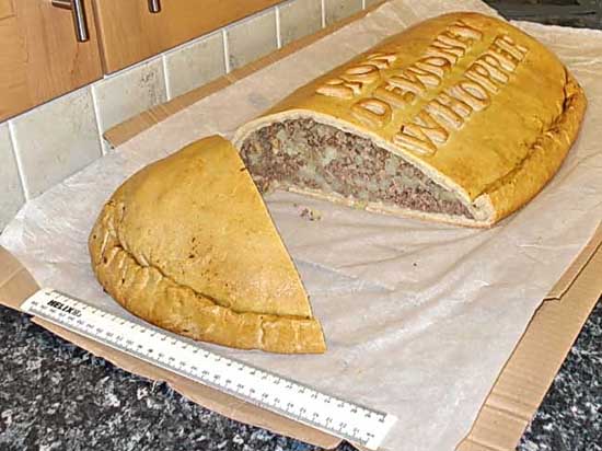 Ron Dewdney Whopper pasty cut open to show the filling