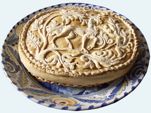 A stag pasty made from a design in the Edward Kidder book, published in 1720 AD