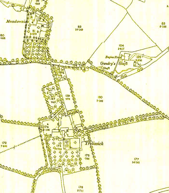 Map of the Trelissick area of Hayle, Cornwall, showing the old pasty trees